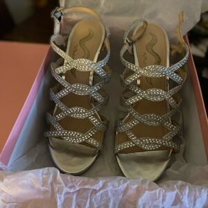 Nina Silver Glitter Strappy Sandals
